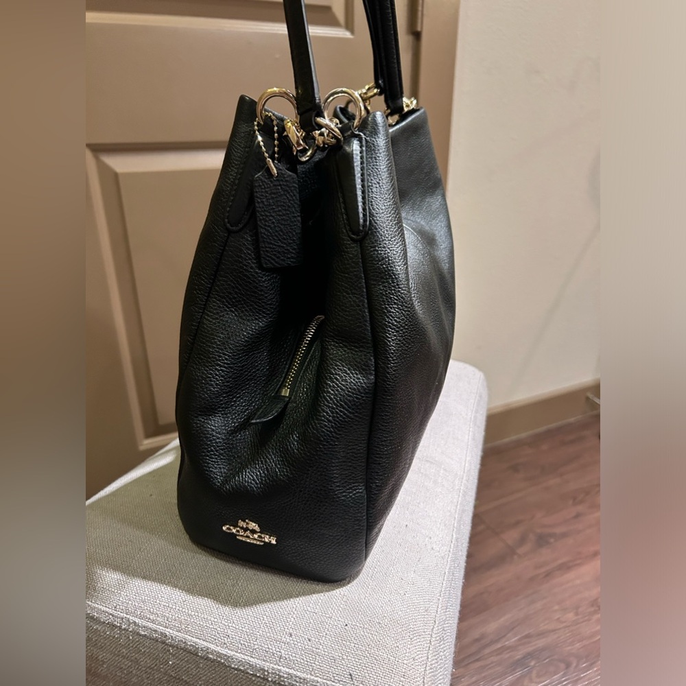 Coach Black Leather Shoulder Bag with Gold Hardware - Picture 7 of 13